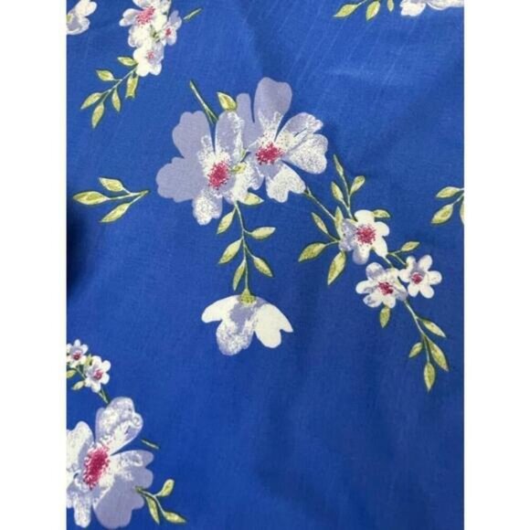 Lily Morgan Shirt Womens 1X Blue Floral Quarter Zip Collared Blouse - Picture 7 of 8